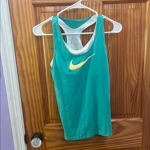 Nike Teal Athletic Tank with Orange Logo
